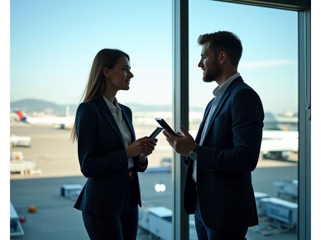 Professionnels dans un salon d'affaires moderne et élégant d'aéroport