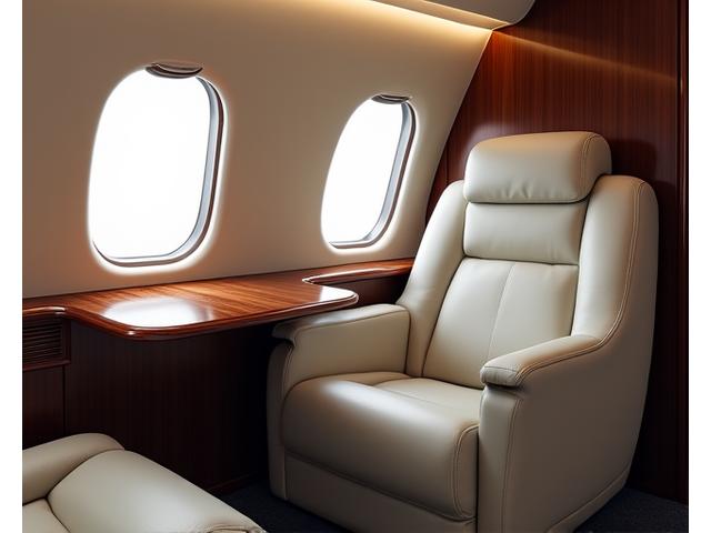 Intérieur luxueux d'un jet privé prêt au décollage