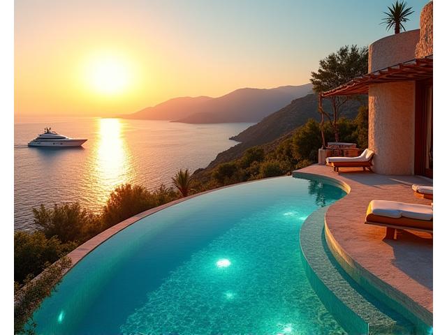 Luxueuse villa méditerranéenne avec piscine à débordement et vue sur la mer